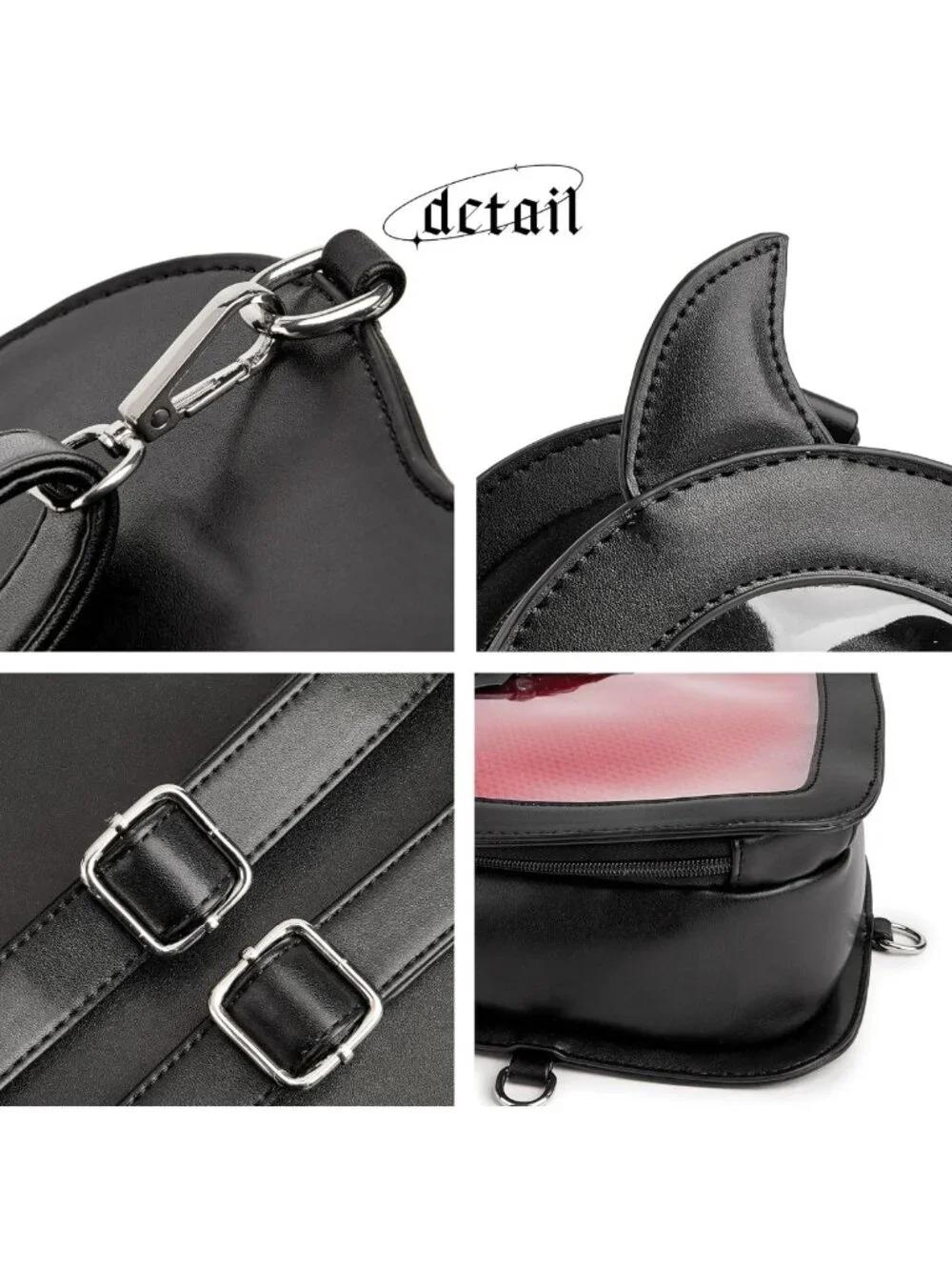Gothic Heart Ita Bag Backpack Crossbody Purse with Bat Wings - Stylish & Unique